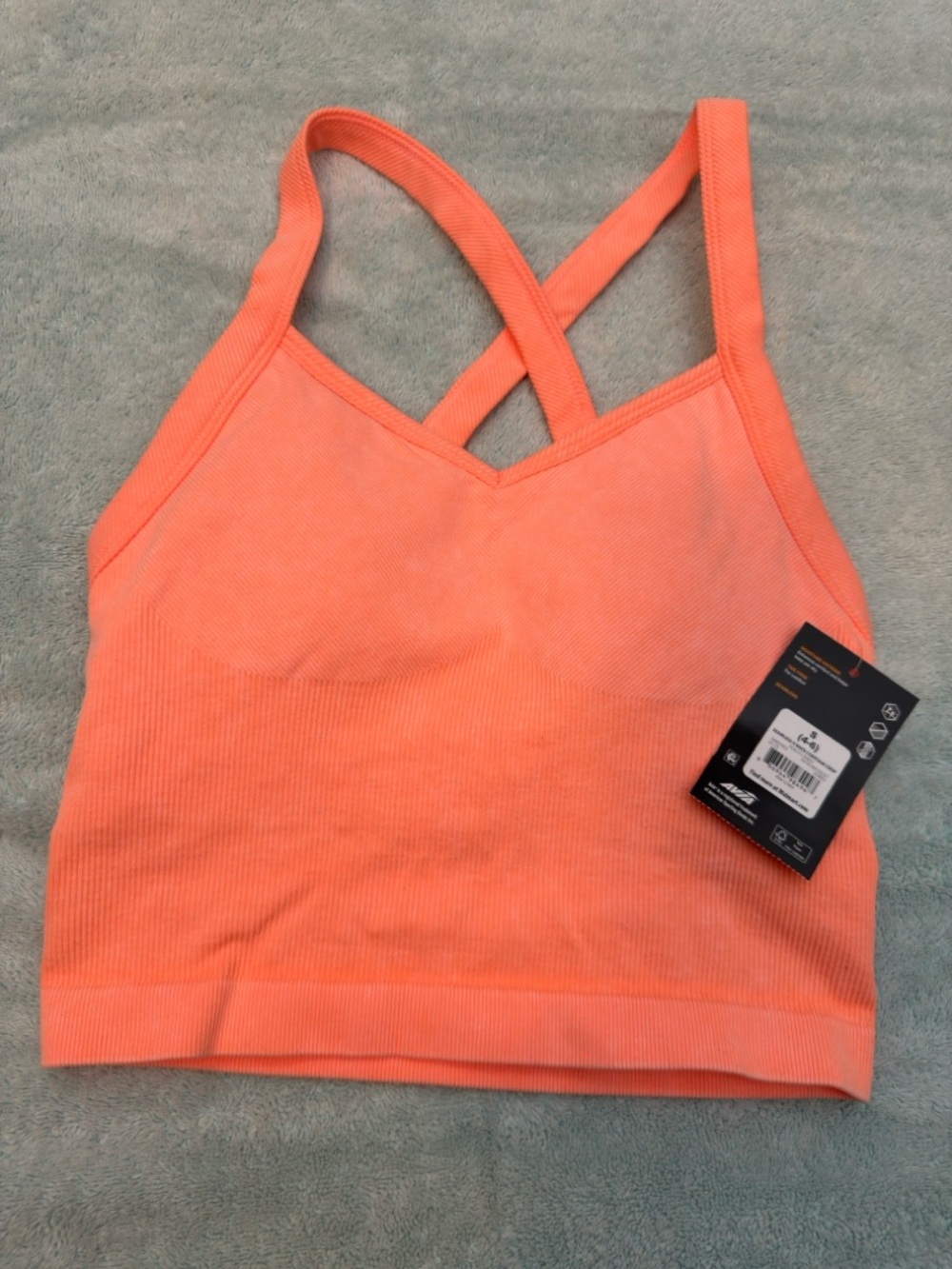 NWT Avia Coral Orange Crossback Seamless Sports Bralette size small